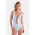 The Kelsey Cut Out One Piece Swimsuit - Pastel Blue Flower