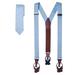 2 Piece Set: Jacob Alexander Solid Color Men's Suspenders and Extra Long Neck Tie - Sky