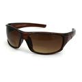 Mens Rectangular Warp Plastic Sport Bi-focal Reading Lens Sunglasses All Brown 1.0