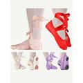 Multitrust's Girl Ladies Ballet Shoes Yoga Gymnastic Toe Pointe Satin Ribbon Dancing Shoes