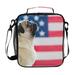 JOYPRINT Lunch Box Bag USA American Flag Pug Dog Lunchbox Insulated Thermal Cooler Ice Adjustable Shoulder Strap for Women Men Boys Girls