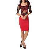 VEAREAR Dress Nylon Polyester Spandex Plus Size Flower Embroidery Lace Sleeve Bodycon Red,Dress for women,Maxi,Boho,Midi