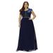 Ever-Pretty Evening Dress for Women Sequin V-neck Long Wedding Bridesmaid Dress 00533 Navy Blue US22