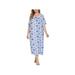 Dragonus Plus Size Casual Nights Women's Square Neck Short Sleeve Lace Floral Nightgown