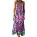 Avamo Women Loose V Neck Tank Dress Beach Party Tie Dye Printed Sleeveless Maxi Dress Purple 3XL(US 16-18)