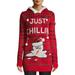 No Boundaries Juniors' Melting Snowman Sherpa Hoodie Ugly Christmas Sweater