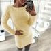 Women's Solid Color Dress Mid-Length Long Sleeve Round Neck Plush Dress