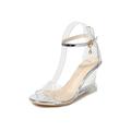 Wazshop Womens Stilleto High Heel Sandals Sexy Clear Party Wedding Shoes Glass