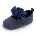 MELLCO Baby Girl Princess Shoes, Toddler Soft-sole Casual Shoes, PU Solid Flat Shoe, Non-slip Infant First Walkers (Dark Blue)