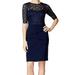 Betsy & Adam NEW Blue Womens Size 4P Petite Sequin-Lace Sheath Dress