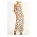 RACHEL ROY Womens Beige Cold Shoulder Floral Short Sleeve Square Neck Maxi Sheath Dress Size 4