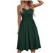 Follure summer dresses Women's Summer V-neck Pure Casual Lace-up Sling Temperament Knee-length Dress