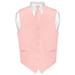 Men's Dress Vest & Skinny NeckTie Solid Dusty Pink Color 2.5" Neck Tie Set