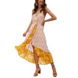 Women Beach Short Sleeve Floral Print Long Maxi Dresses Ladies Short Sleeve Cocktail Party Evening Dress For Women Summer Beach Sundress