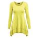 MBJ WT1178 Womens Long Sleeve Double Layer Tunic Top M YELLOW