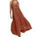 ZANZEA Women Casual Floral Embroidery O-Neck Loose Maxi Tank Dress