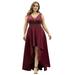 Ever-Pretty Womens' A-Line Empire Waist High Low Plus Size Maxi Prom Dress 08772 Burgundy US18
