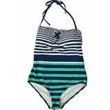 Womens Liz Claiborne Blue White Stripe One Piece Bathing Suit Swimming Suit