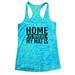 Women's Yoga Tank Top "Home Is Where My Mat Is" - Burnout Tank Top - Gift - Funny Threadz, Tahiti Blue, Small