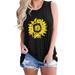 UKAP Women Sleeveless Workout Tank Tops Loose Cute Printed Running Sports Athletic T Shirts Activewear Cami Vest Black M(US 8-10)