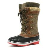 Dream Pairs Women Waterproof Snow Boots Winter Warm Snow Faux Fur Lined Flat Mid Calf Snow Boots Monte_02 Brown Size 10