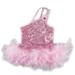 Wenchoice Pink Sequin & Feather Asymmetric Bellet Dress Girls M(3-4T)