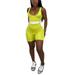 FOCUSNORM Women One-Piece Sleeveless Short Romper Sports V Neck Bodycon Catsuit