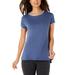 Ideology Plus Women's Blanket-Stitch Drop-Hem Athletic Shirt, Blue, XXL