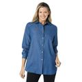 Woman Within Women's Plus Size Classic Long-Sleeve Denim Shirt