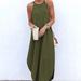 Meterk Women Summer Dress Solid Color Spaghetti Strap Sleeveless Asymmetric Hem Party Maxi Casual Loose Evening Sundress