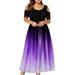 Avamo Womens Sexy Cold Shoulder Party Dress Gradient Color Pleated Long Dress Cocktail Evening Maxi Dress