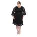 SLEEKTRENDS Womens Plus Size Sequin Lace Bell Sleeve Fit and Flare Party Dress (18W, Black)