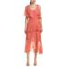 Nicole Miller Artelier SUMMER CORAL One Shoulder Silk Asymmetric Dress, US 2
