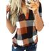 Baggy Color Block Checked Baggy T-Shirt Tops For Women Short Sleeve Casual Tunic Blouse Tee Tops Lounge Wear Tops for Ladies Juniors