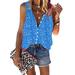 Niuer Women Button Down Cami Vest Summer Casual V Neck Sleeveless Tank Tops Beach Floral Print Baggy Camisole