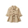 Woshilaocai Little Girl Trench Coat British Style Single-Breasted Lapel