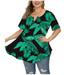 Tuscom Women Plus Size Floral Print Short Sleeve Top Flounce Lady Blouse Loose Cami T Shirt