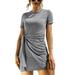 Women's Summer Casual T Shirt Dresses Ruched Short Sleeve Shift Mini Dress Beach Sundress