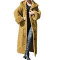 Winter Coat Ladies Casual Cotton Blend Hooded Coat Thick Knitted Long Cardigan New