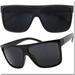 Mens Sport Sunglasses Square Frame OG Biker Style All Black Dark Lens Wrap Sunglass