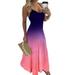 5XL Womens Plus Size Long Maxi Dress Sling Gradient Color Bohemian Sundress Casual Beach Holiday Party Dresses Plus Size