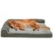 FurHaven Two-Tone Faux Fur & Suede Deluxe L-Chaise Bolster Pet Bed Metal in Black | 8 H x 40 W x 32 D in | Wayfair 44541084