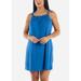 Womens Juniors Cute Daily Dress - Slip On Blue Mini Dress - Draw String Halter Dress 50053N