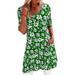 Alloet Women Dress Floral Print Round Neck Half Sleeve Straight Dress
