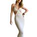 Eyicmarn Womens Sexy Cut Out Dress Casual Summer Beach Long Dresses Spaghetti Strap Backless Club Party Bodycon Maxi Dress