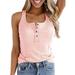 UKAP Women Basic Solid Tank Top Blouse Rib-Knit Button Vest Sleeveless Racerback Summer Boho Tee Shirt Tops Pink S(US 2-4)