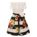 Little Girls Elegant 2 Way Off Shoulder Lace Floral Birthday Party Flower Girl Dress Black 4 (2J1K2S9)