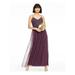 ADRIANNA PAPELL Womens Purple Sheer Zippered Spaghetti Strap Scoop Neck Maxi Fit + Flare Evening Dress Size 14