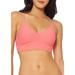 Jessica Simpson MELON Rose Bay Textured Midkini Bikini Swim Top, US X-Large