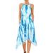 Women Tie Dye Sling Sleeveless Irregular Hem Midi Dress